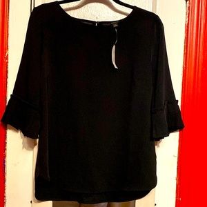 Black size medium Ann Taylor top with ruffle sleeves